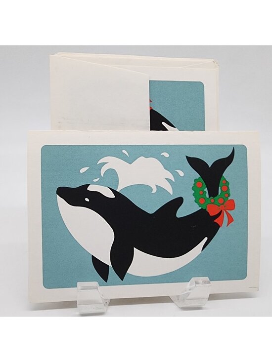 The Crocket Collection Other - Stationary Greeting Card Orca Whale Christmas The Crocket Collection VTG 1980s